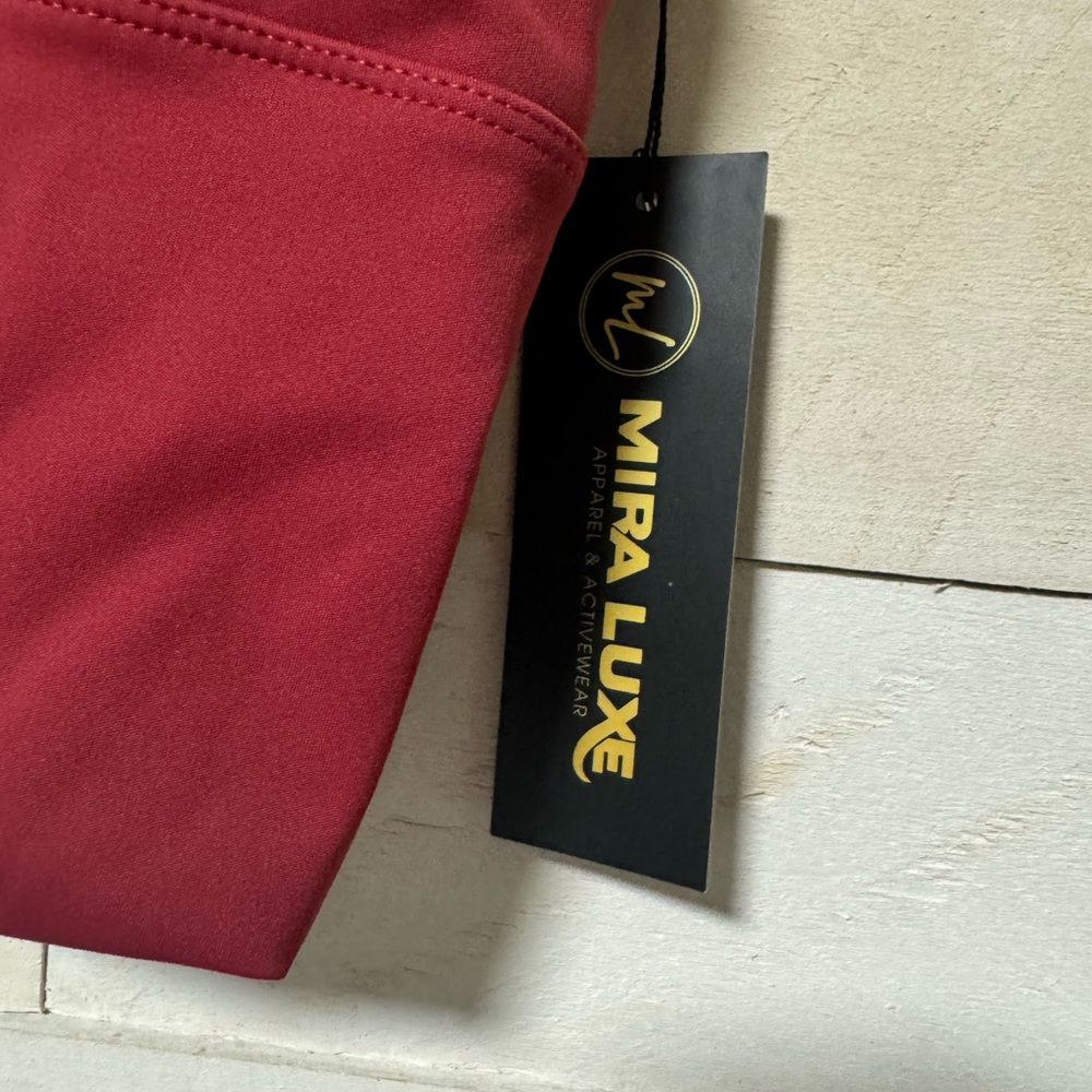 Red Racerback Sports Bra with Built-in Support - Picture 2 of 3